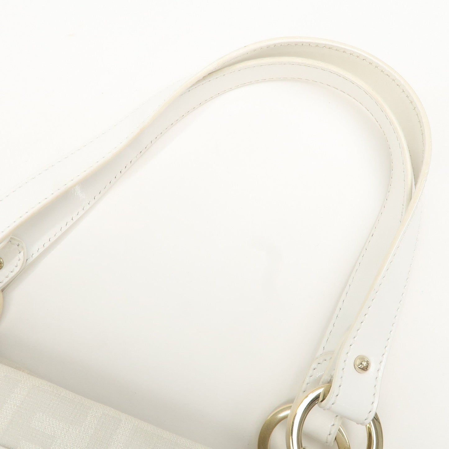 FENDI Zucca PVC Leather Shoulder Bag White Gold Hardware 8BR628  d