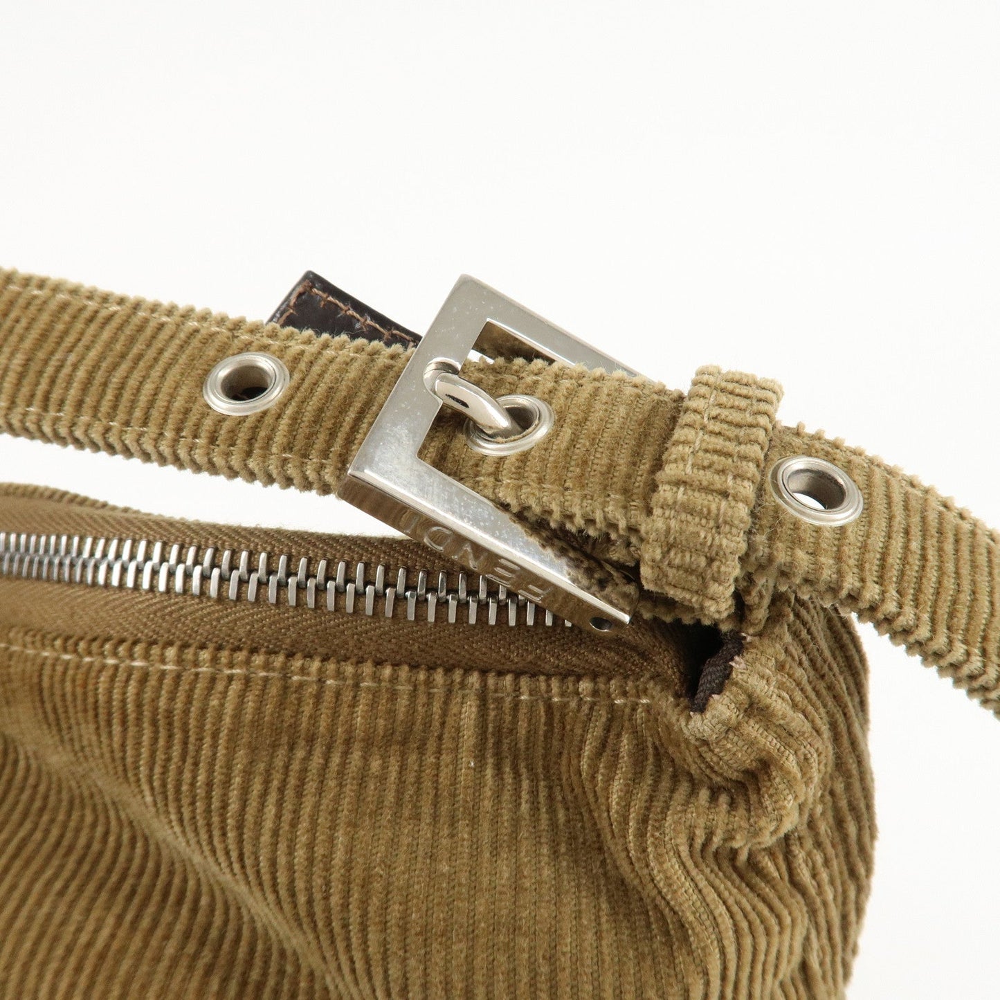 FENDI Corduroy Shoulder Bag Hand Bag Brown  d
