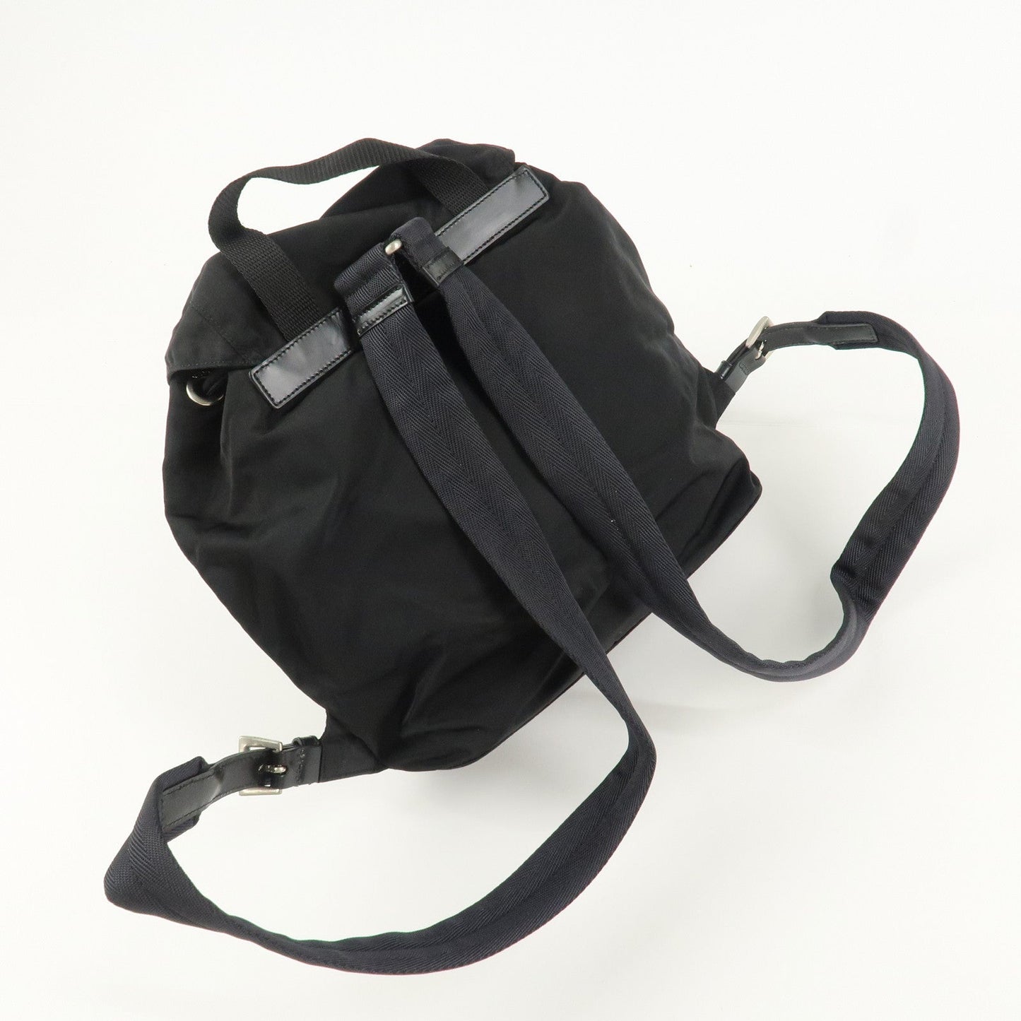 PRADA Triangle Logo Nylon Leather Back Pack Black B5885  d