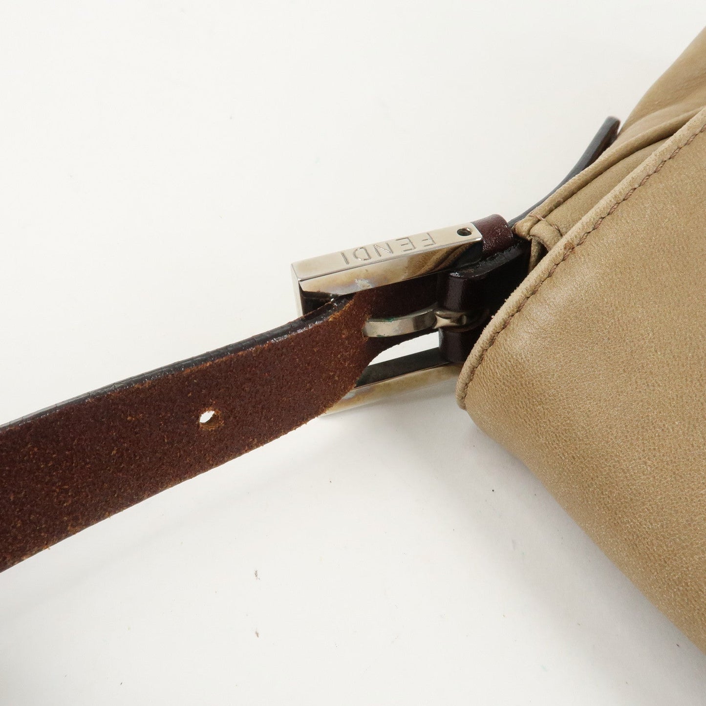 FENDI Mamma Baguette Leather Shoulder Bag Hand Bag Beige  d