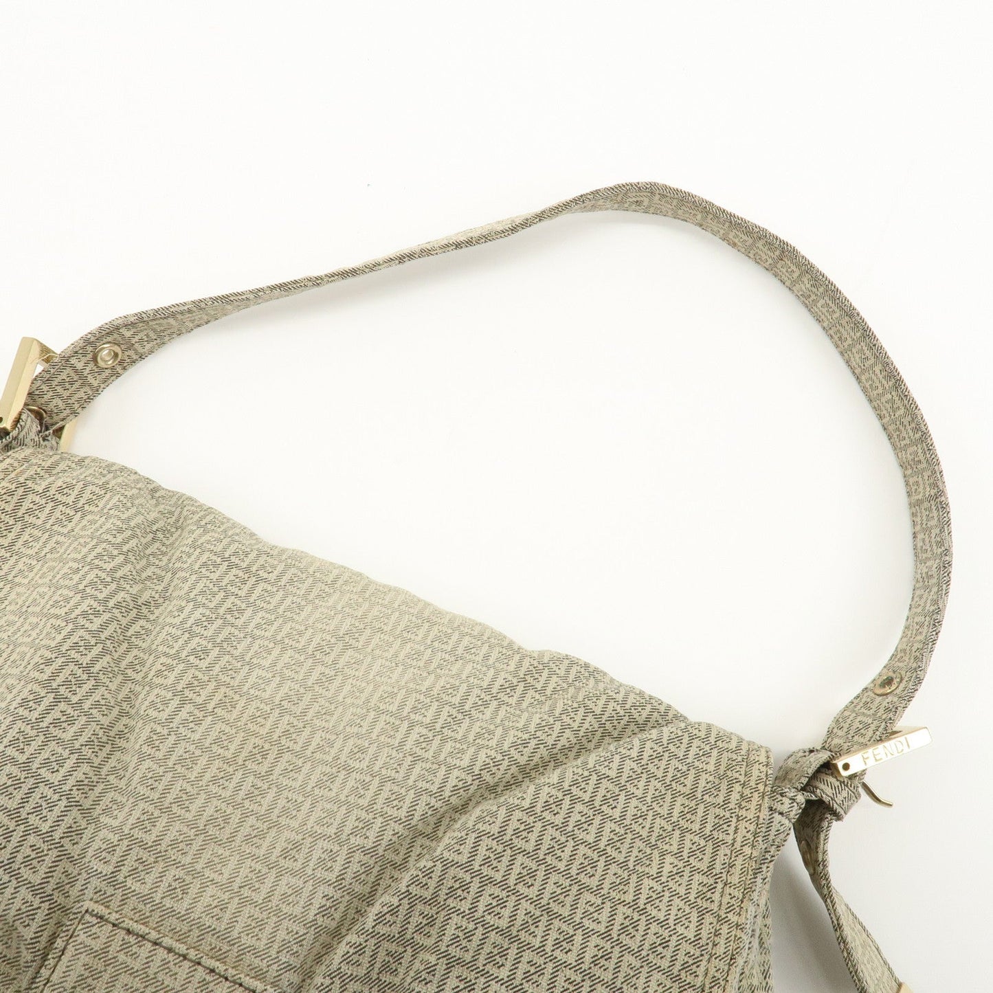 FENDI Mamma Baguette Micro FF Canvas Shoulder Bag Gray 8BR001  d