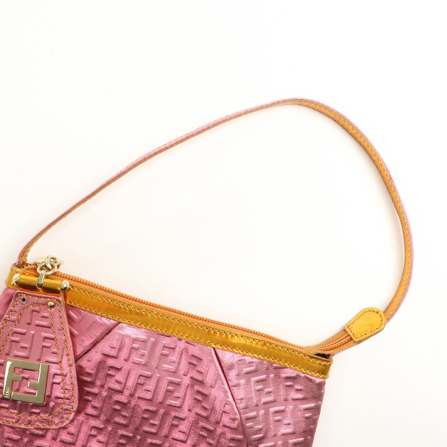 FENDI Zucchino PVC Patent Leather Shoulder Bag Hand Bag Pink Gold  d
