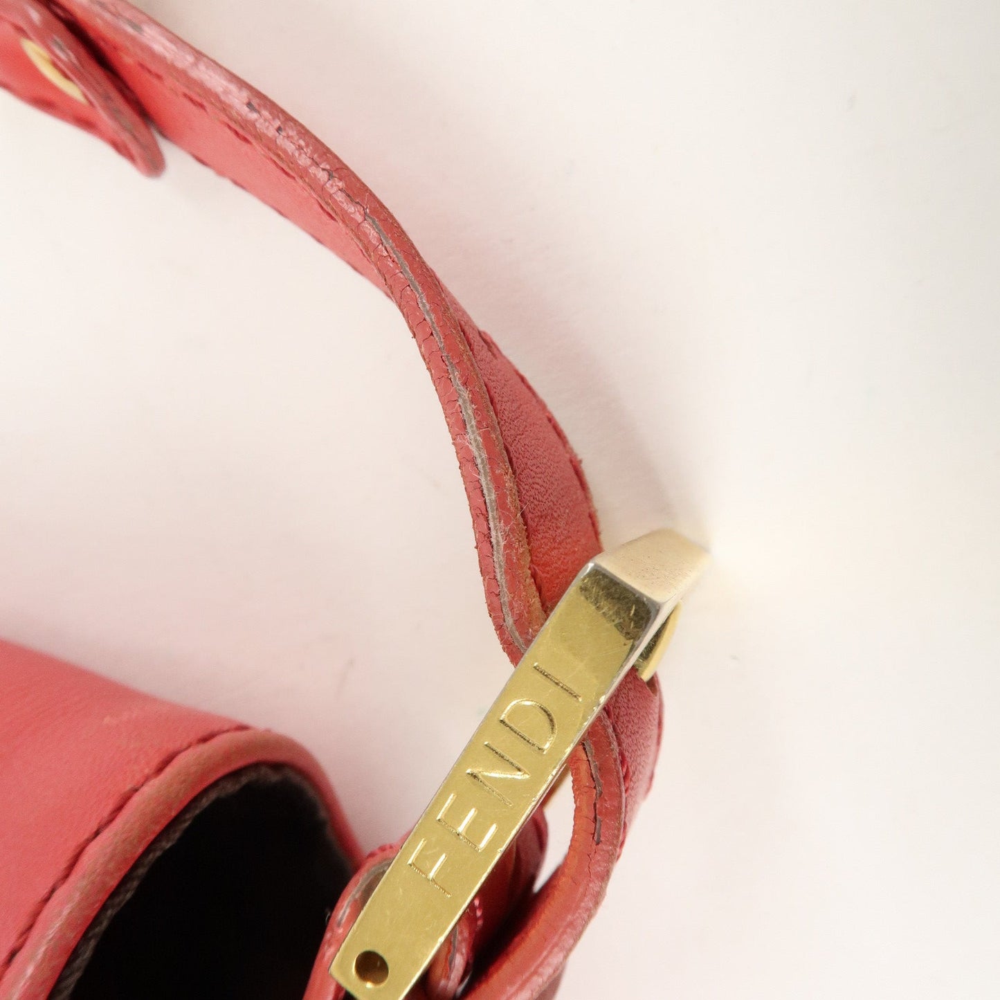 FENDI Big Mamma Baguette Leather Chain Shoulder Bag Pink 8BR638  d