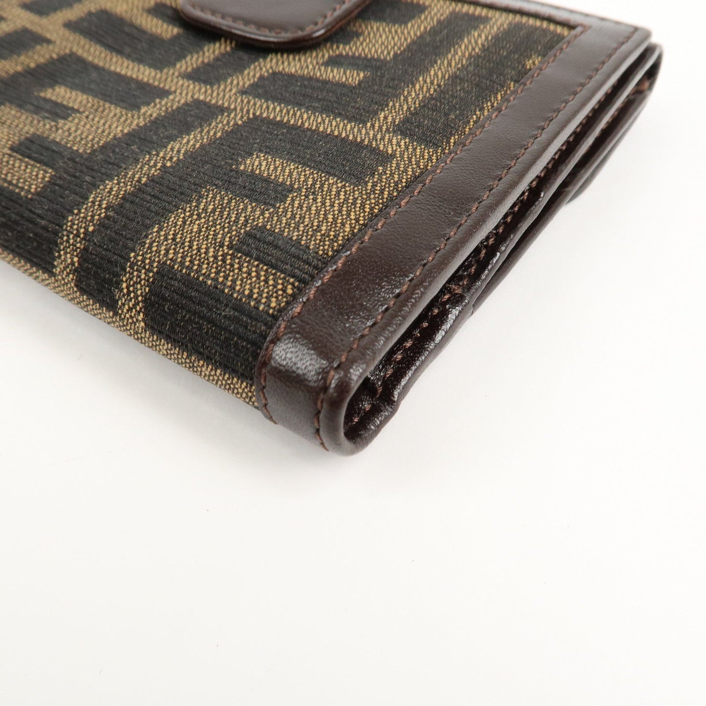 FENDI Zucca Canvas Leather W Hook Bifold Wallet 12671  d
