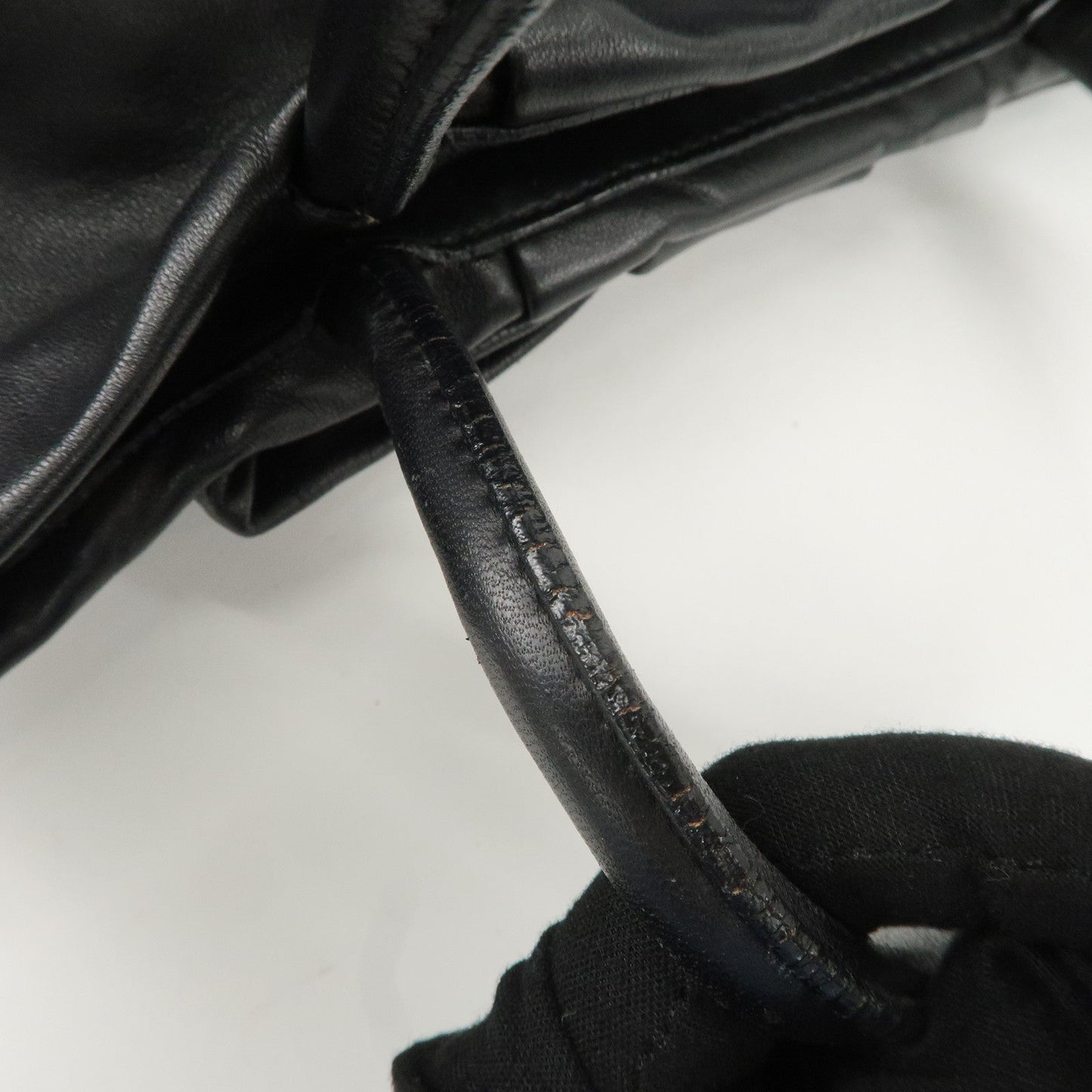 PRADA Leather Ribbon Tote Bag Hand Bag NERO Black BN1601  d