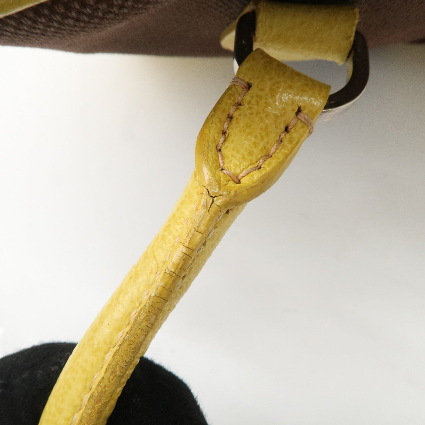 PRADA Canvas Leather Shoulder Bag Hand Bag Brown Yellow  d