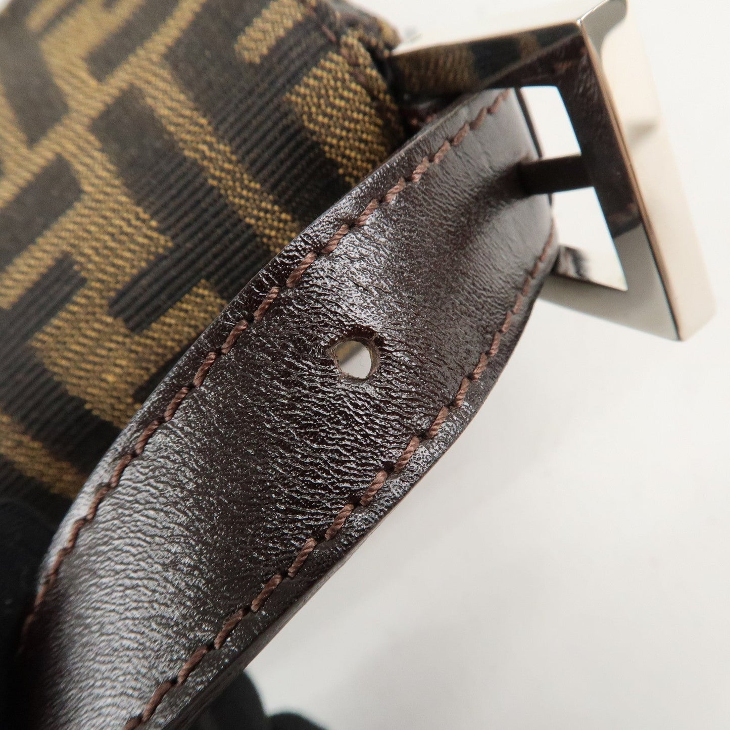 FENDI Mamma Baguette Zucca Canvas Leathr Shoulder Bag 214526424099  d