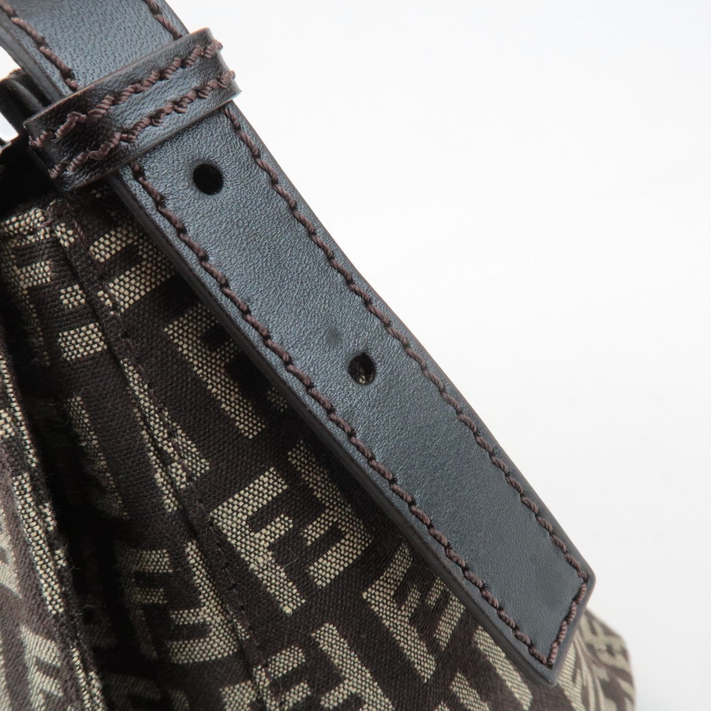 FENDI Mamma Baguette Zucchino Canvas Leather Shoulder Bag 8BR001  d