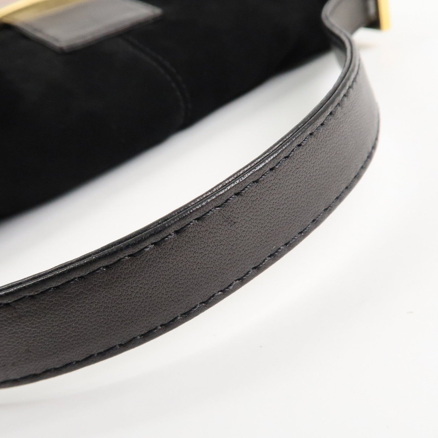 FENDI Mamma Baguette Suede Leather Shoulder Bag Black 26424  d