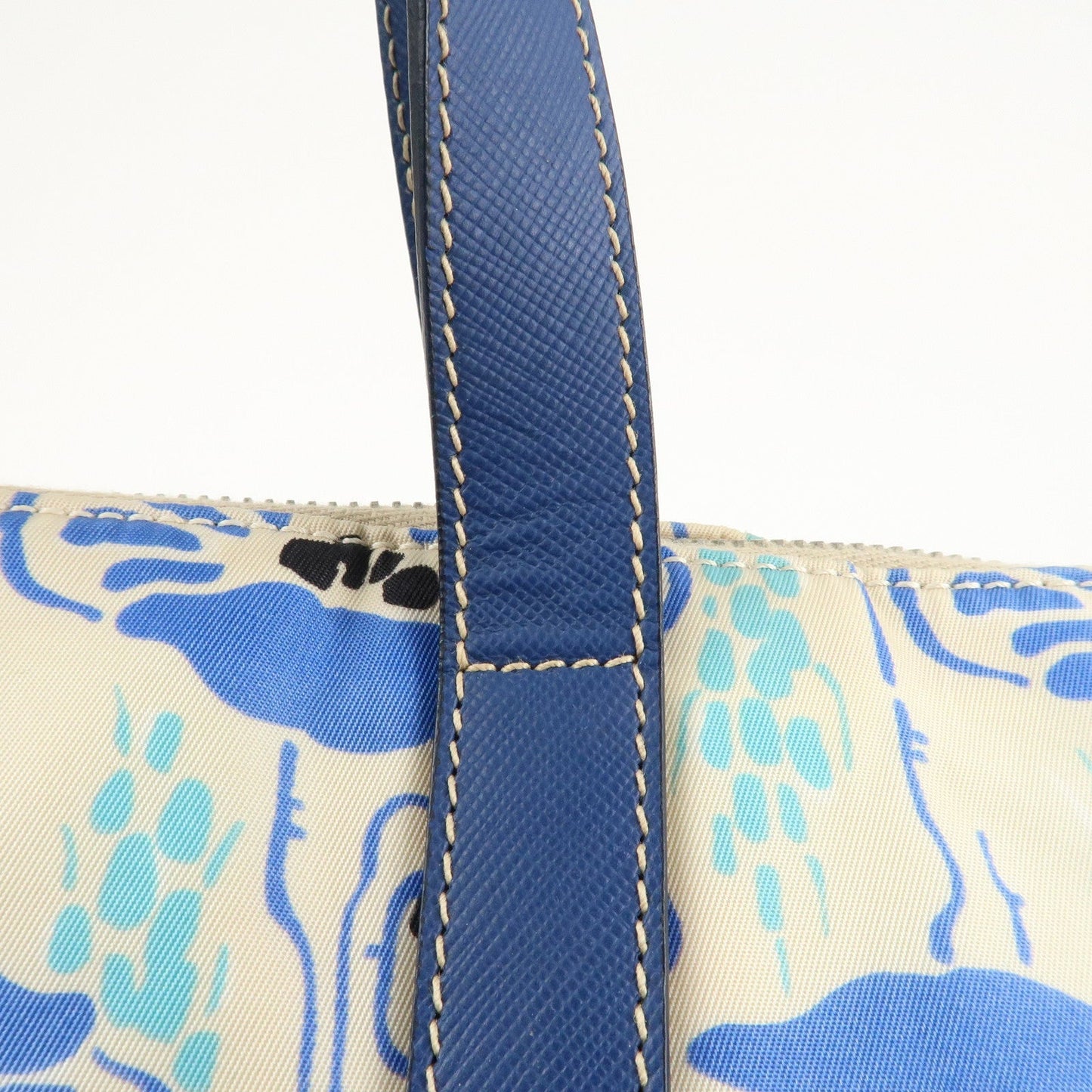 PRADA Nylon Leather 2Way Tote Bag White Blue  d