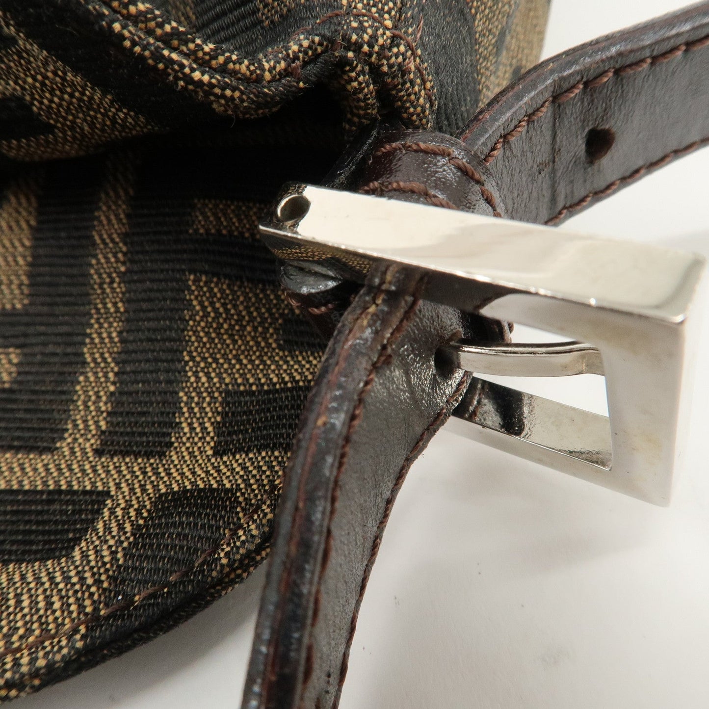 FENDI Zucca Canvas Leather Shoulder Bag Hand Bag 26423 d F/S  d