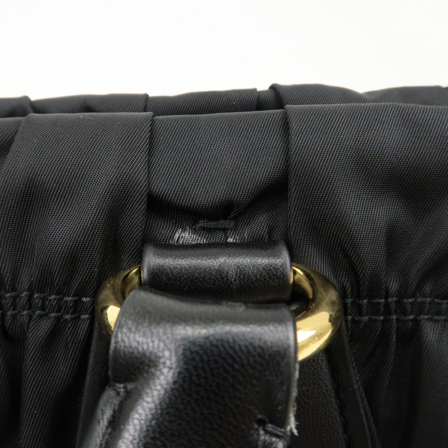 PRADA Logo Nylon Leather 2Way Bag Hand Bag Black NERO BN1407  d