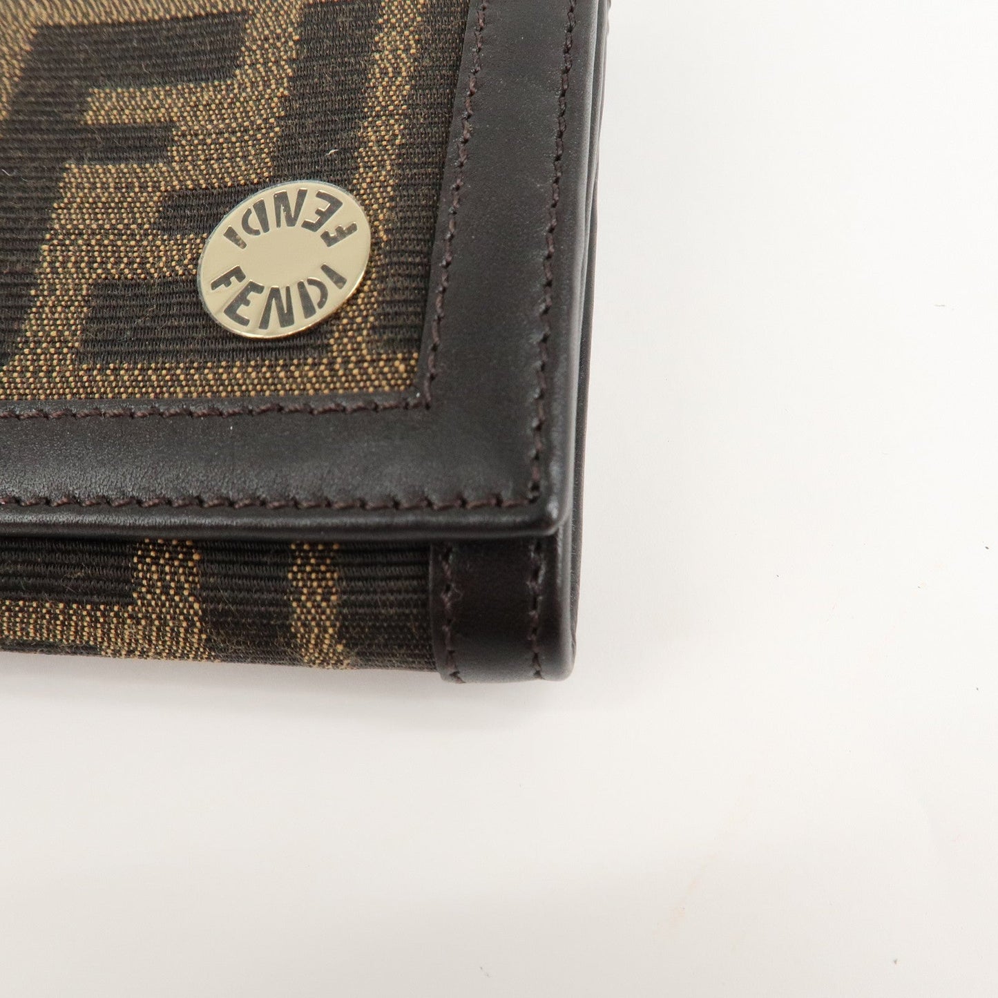 FENDI Zucca Canvas Leather Long Wallet Brown 8M0000  d