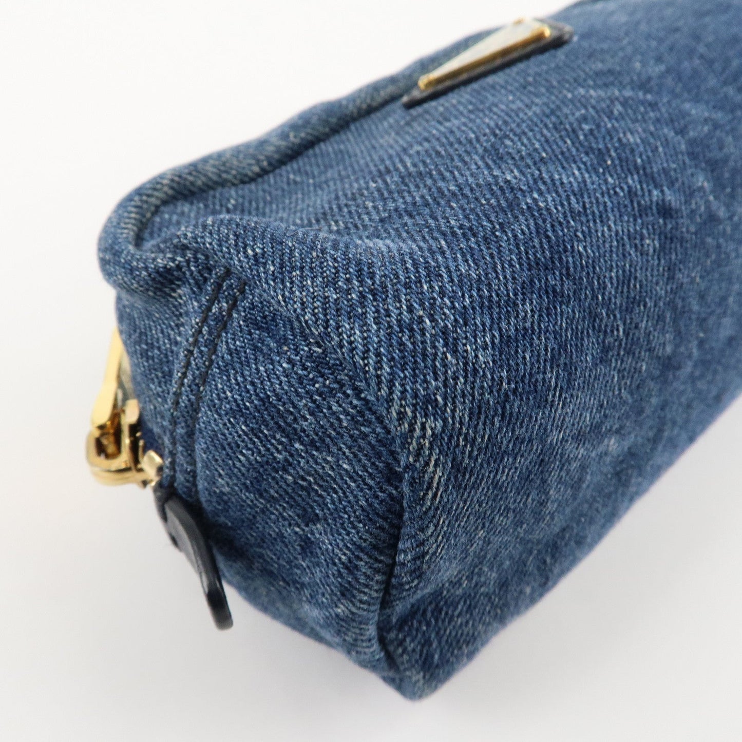 PRADA Logo Canvas Leather Pouch Cosmetic Pouch Blue 1NA175  d