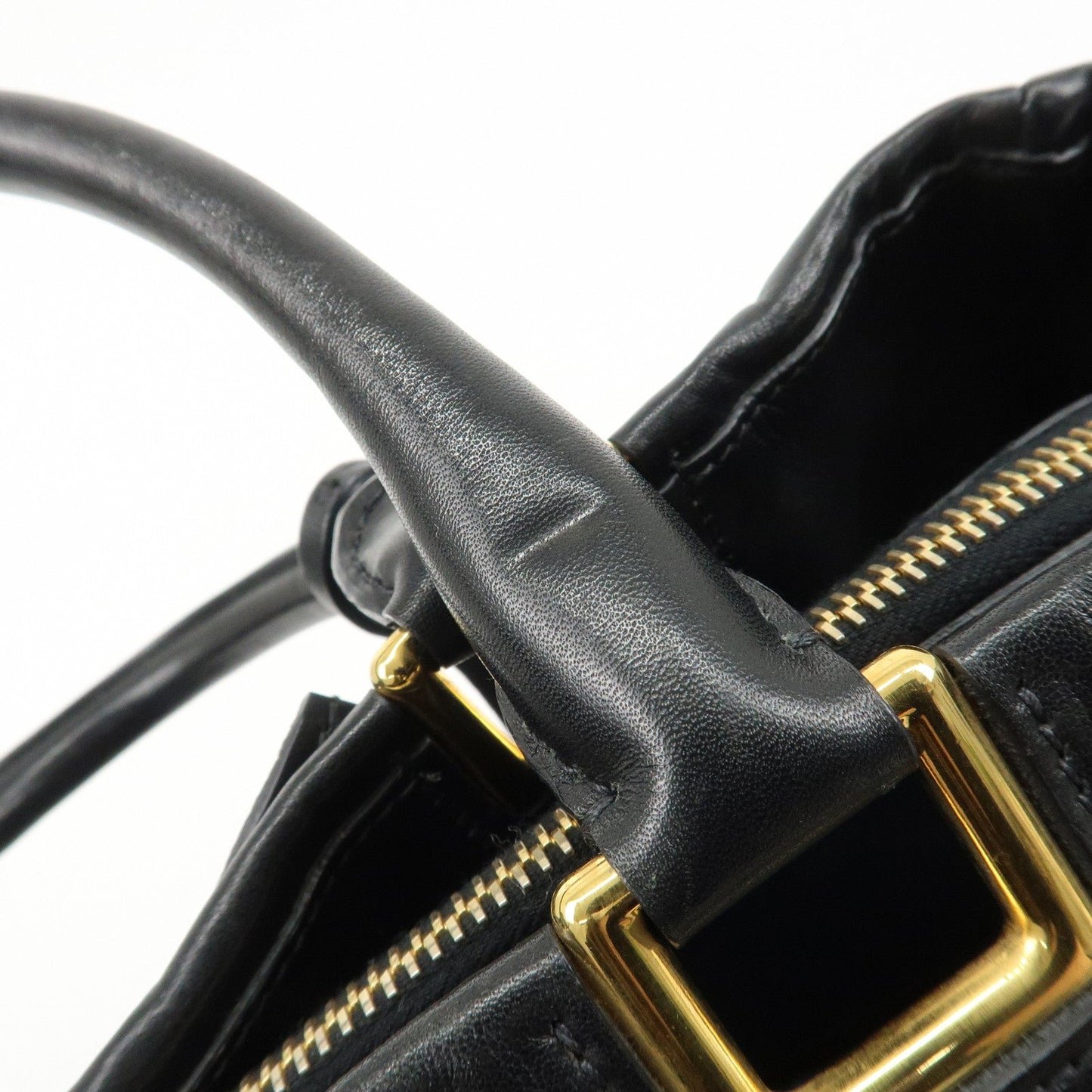 PRADA Leather Ribbon 2way Bag Hand Bag Black BN2244  d