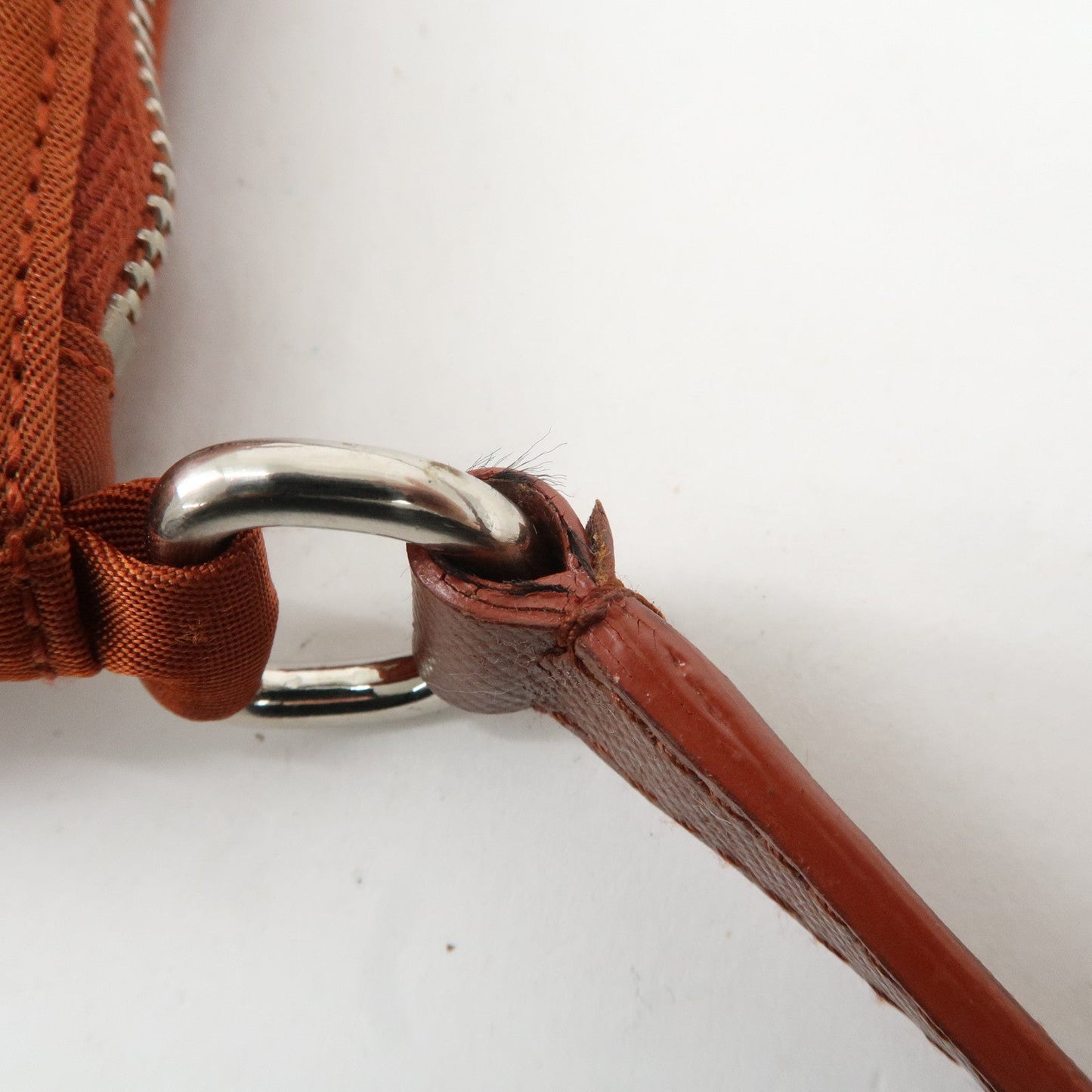 PRADA Logo Nylon Leather Shoulder Bag Hand Bag Pouch Brown  d