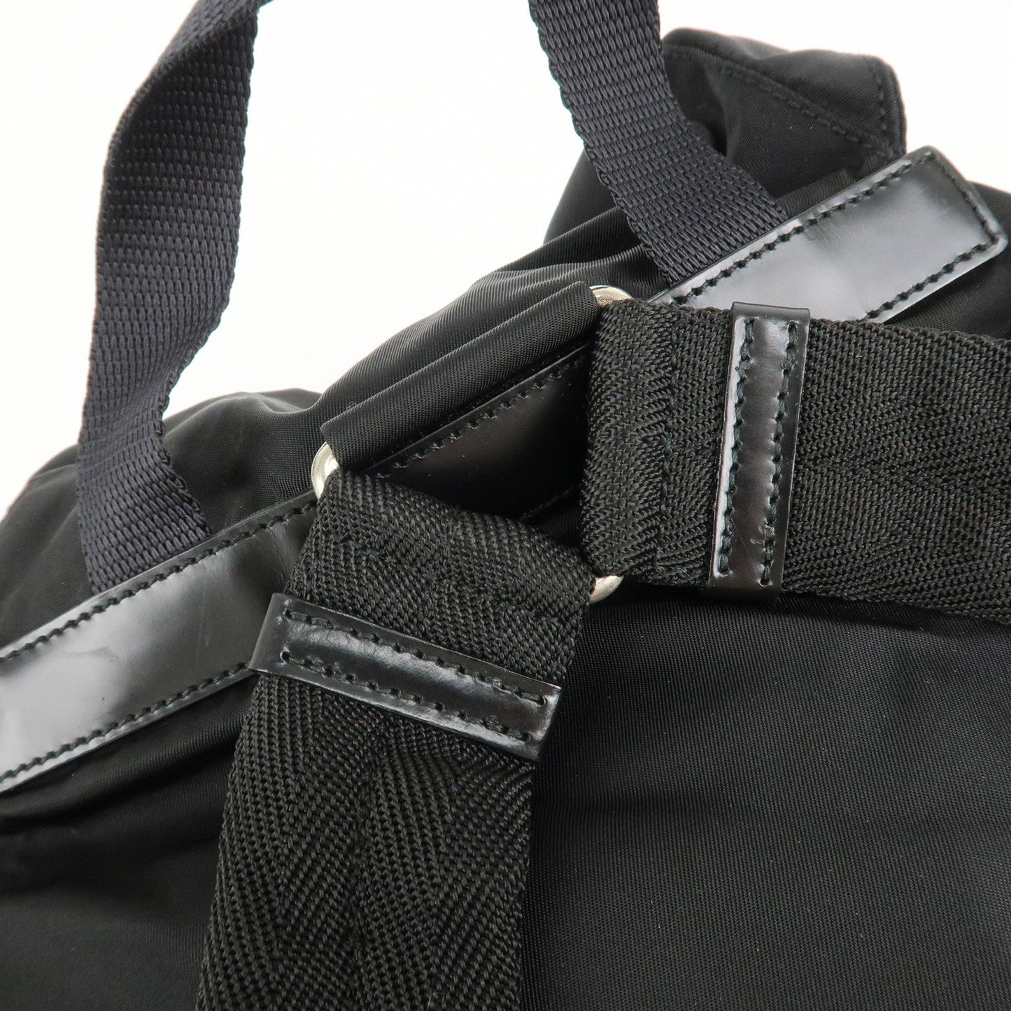 PRADA Triangle Logo Nylon Leather Back Pack Black B5885  d