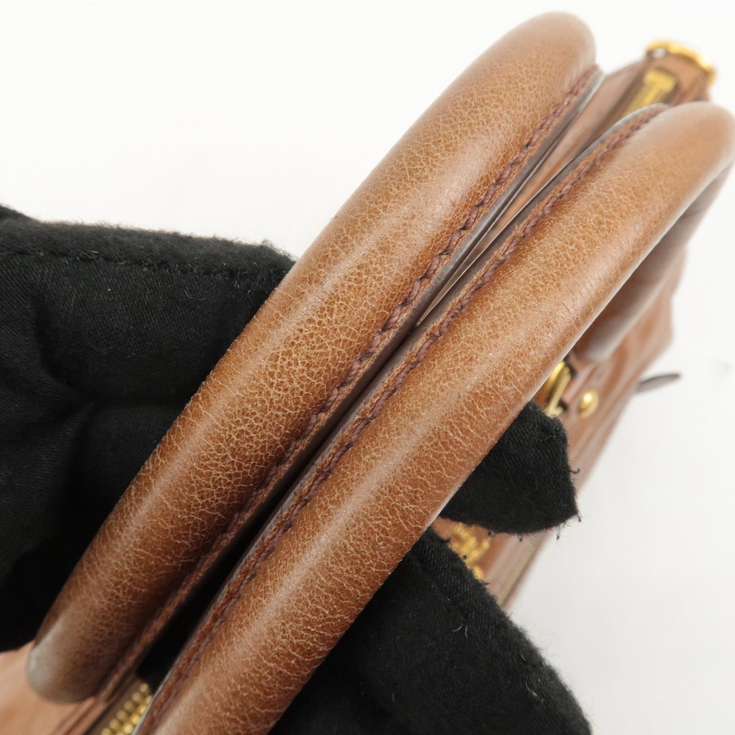 PRADA Logo Leather 2way Hand Bag Shoulder Bag Brown BL0727  d
