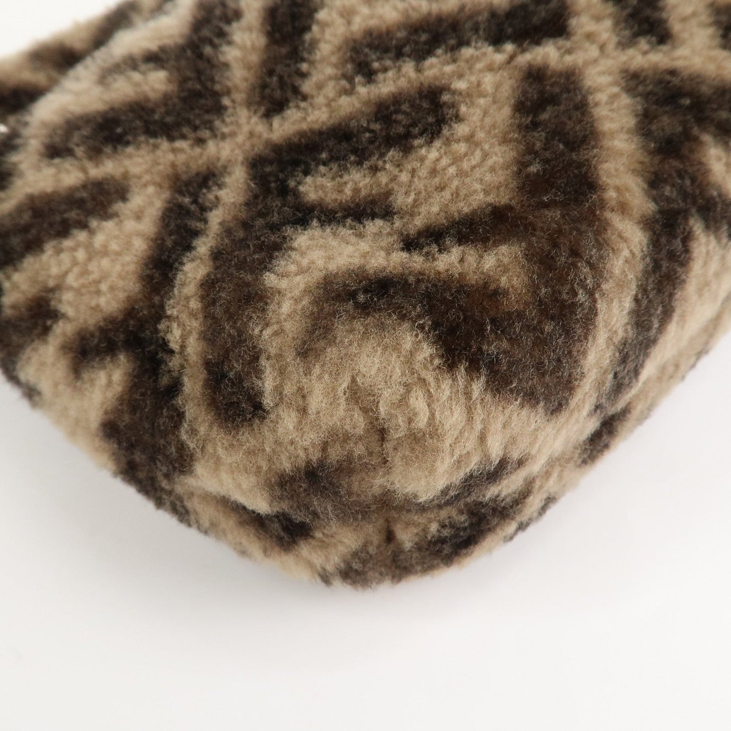 FENDI Zucca Wool Leather Clutch Bag Brown Black 7N0093  d