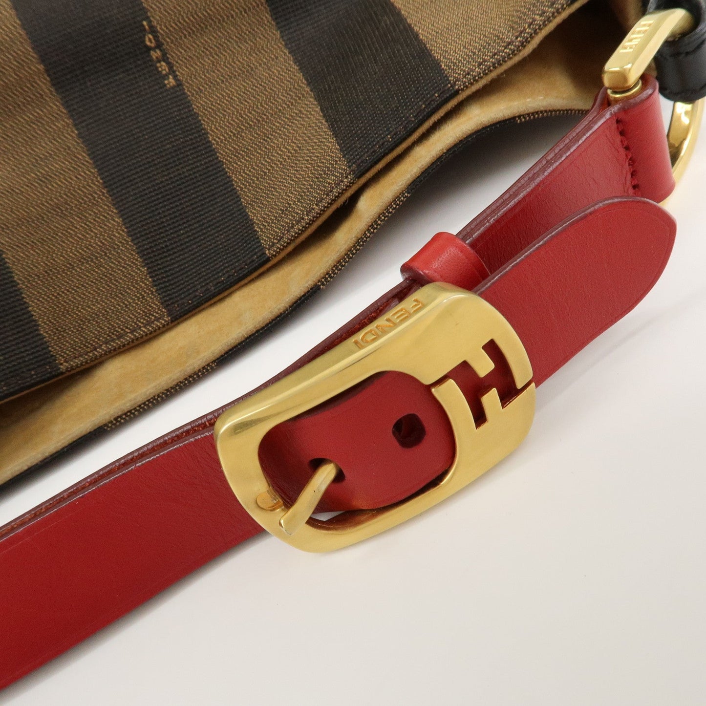 FENDI Pequin Canvas Leather Shoulder Bag Beige Black Brown 8BR653  d