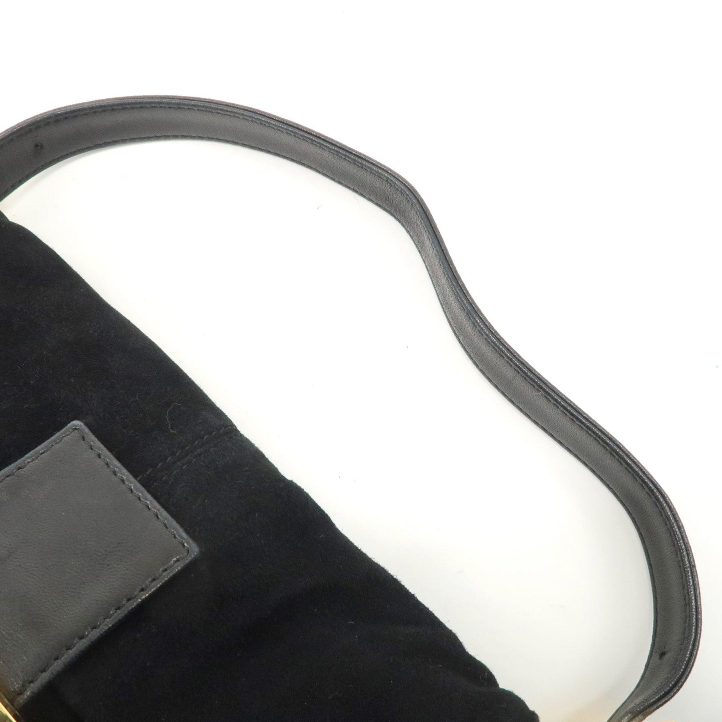 FENDI Mamma Bucket Suede Leather Shoulder Bag Black 26424  d