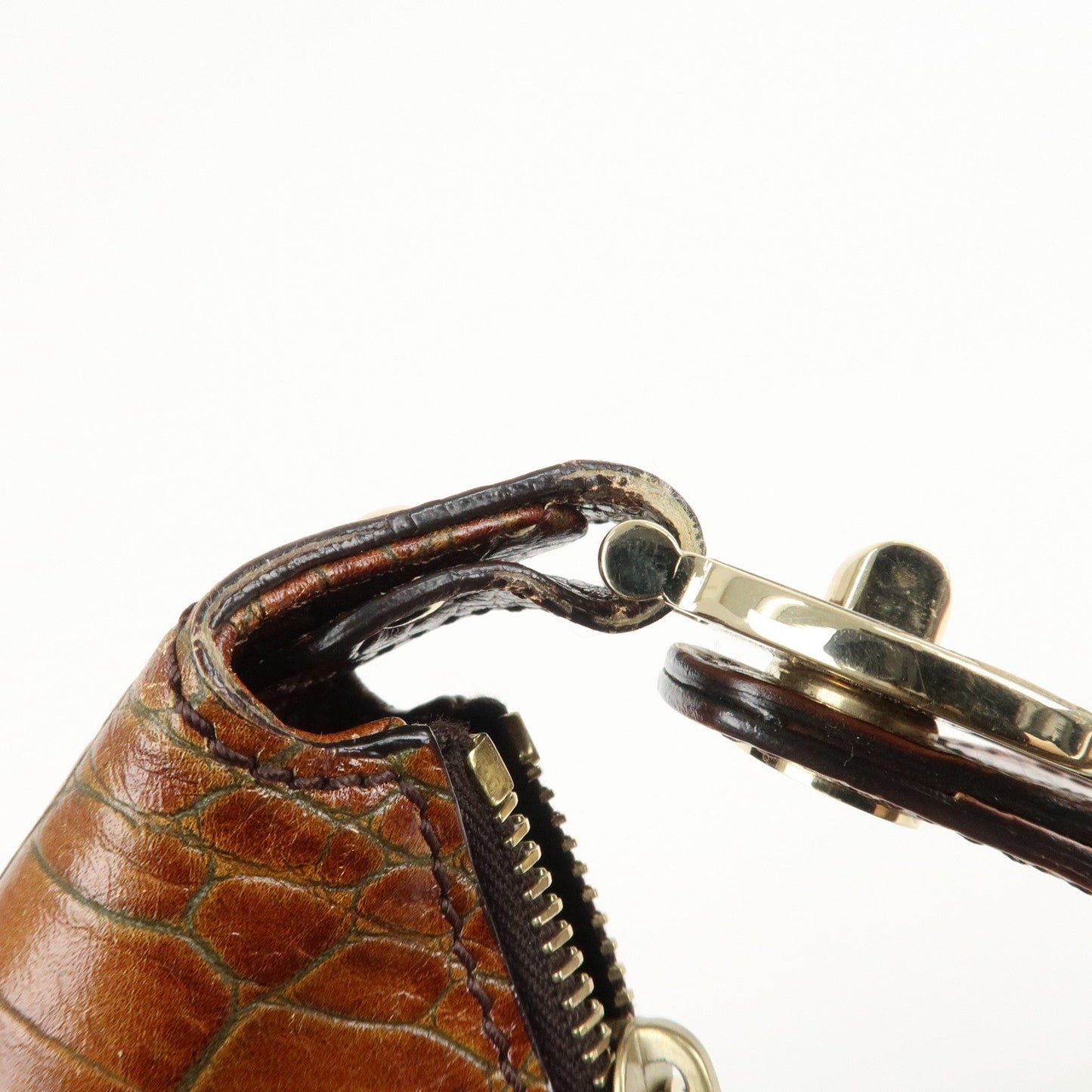 FENDI Zucca Canvas Embossed Leather Shoulder Bag Brown 8BR593  d