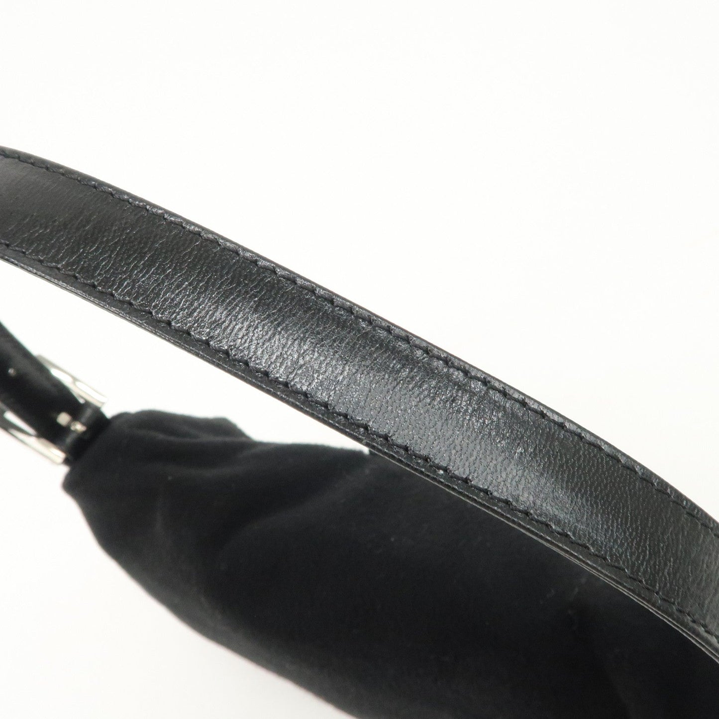 FENDI Mamma Baguette Cashmere Leather Shoulder Bag  Black 26424  d