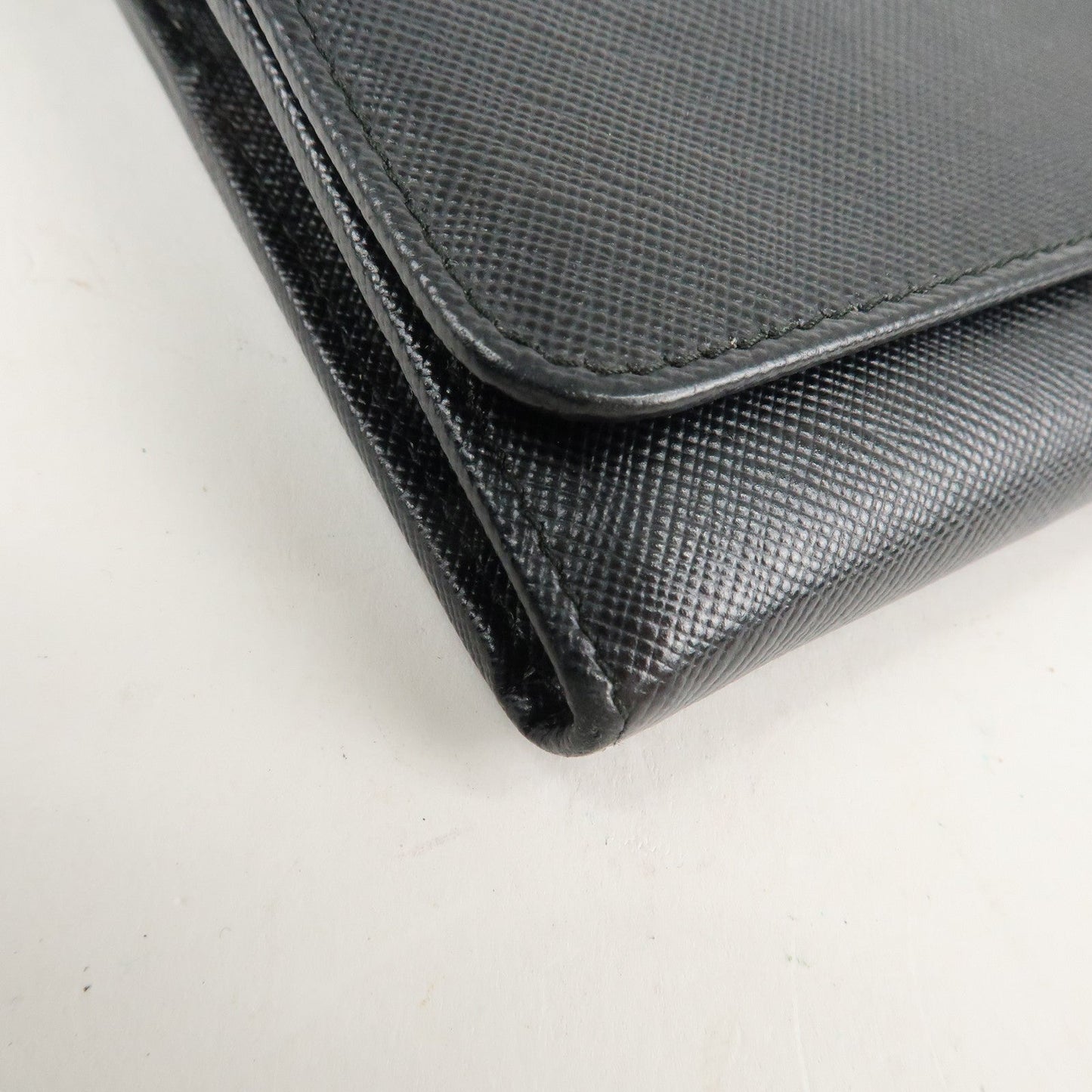 PRADA Saffiano Leather Chain Wallet Purse Black 1MT290  d