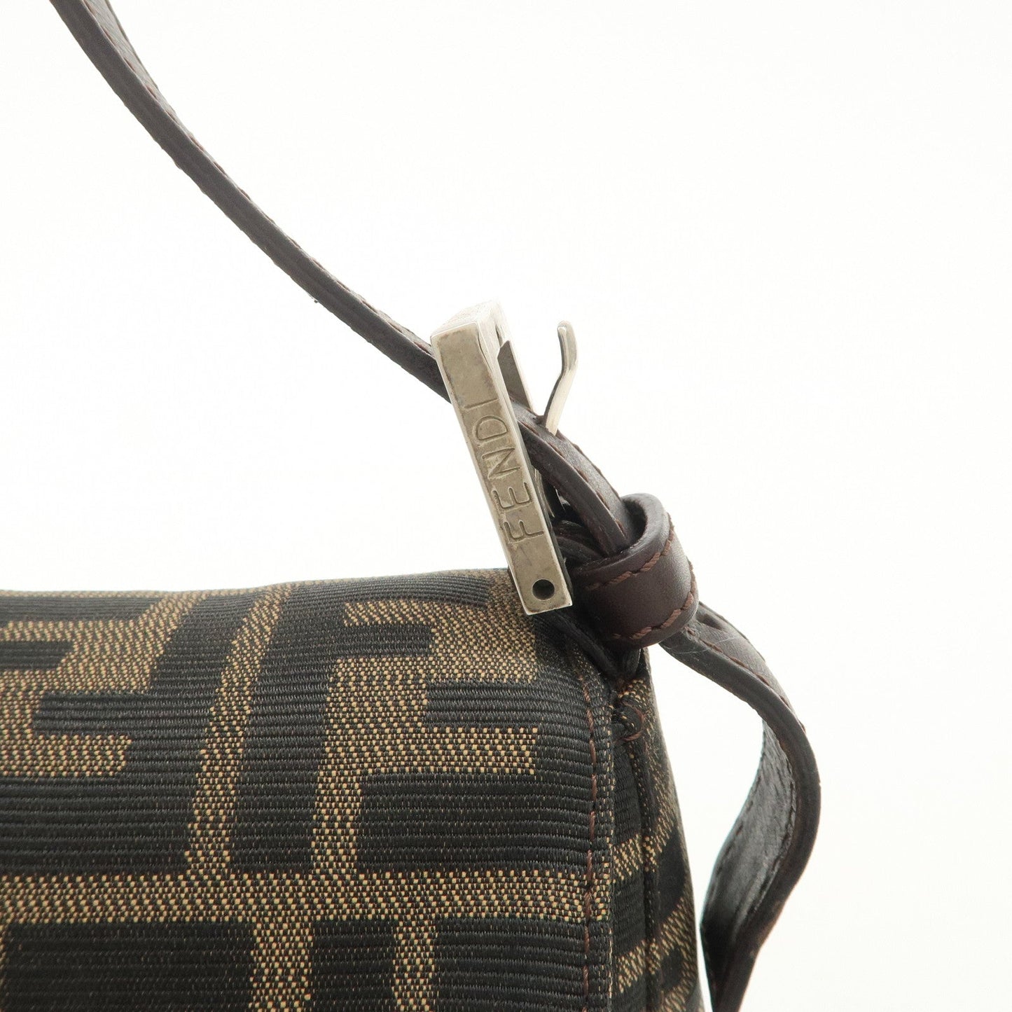 FENDI Zucca Mamma Baguette Canvas Shoulder Bag Brown Black 26424  d