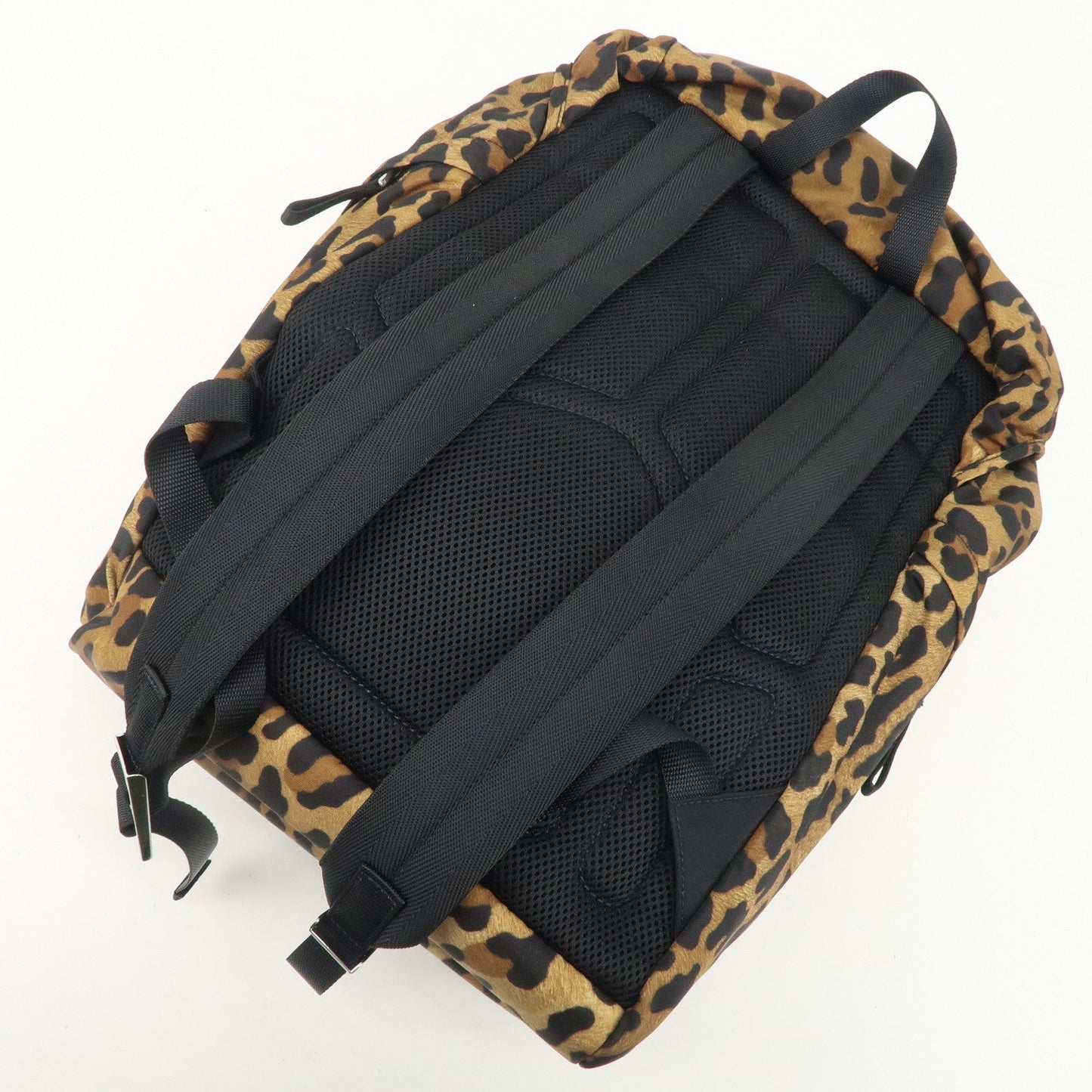 PRADA Nylon Leopard Print Back Pack Brown Black 2VZ062  d