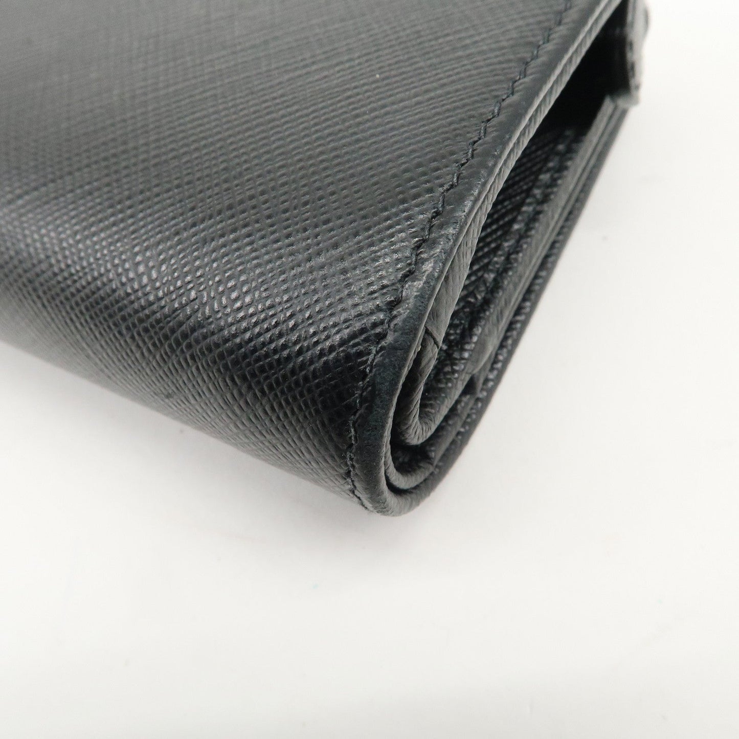 PRADA Saffiano Leather Bi-Fold Wallet Purse Black 1ML225  d