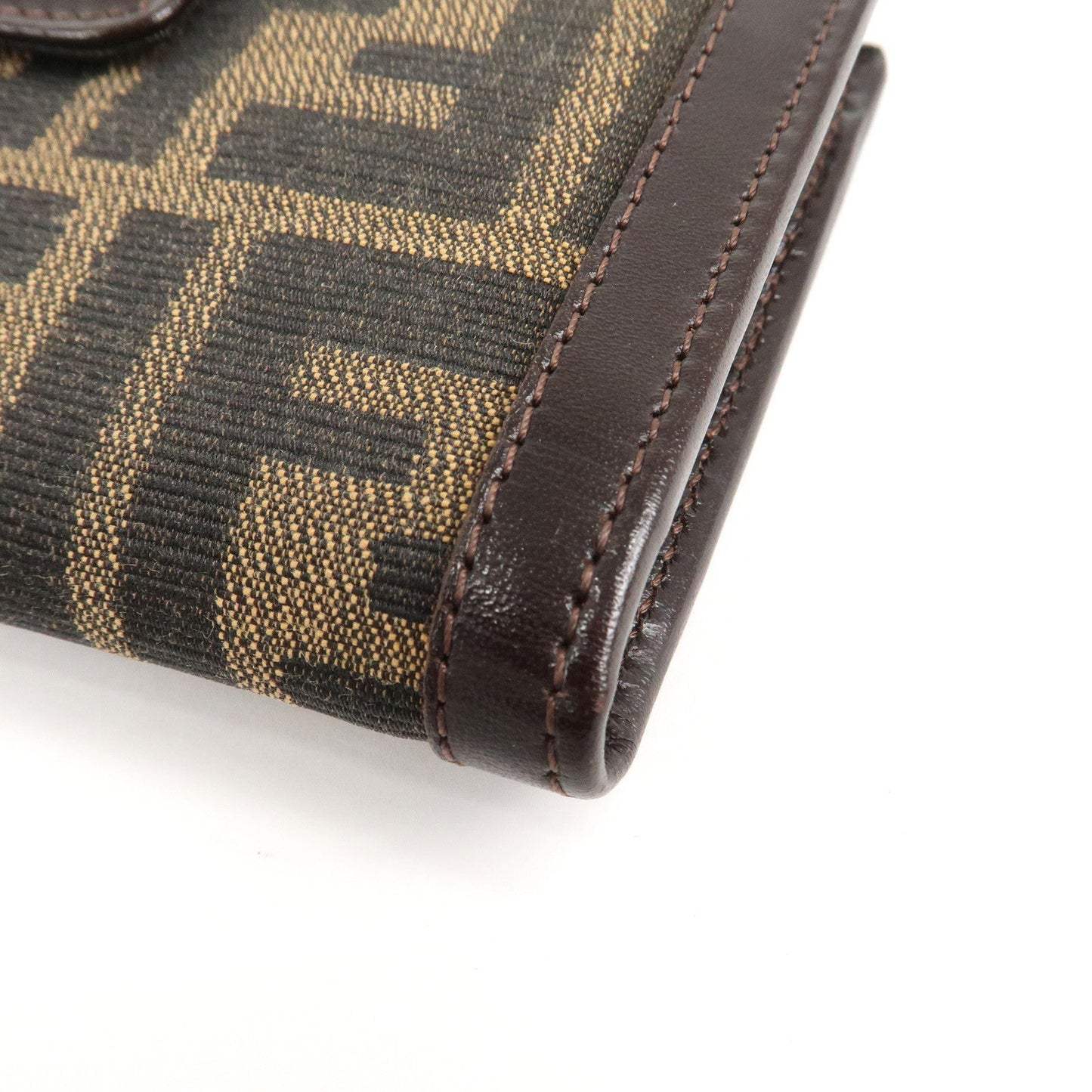FENDI Zucca Canvas Leather Bifold Wallet Brown Black 1692  d