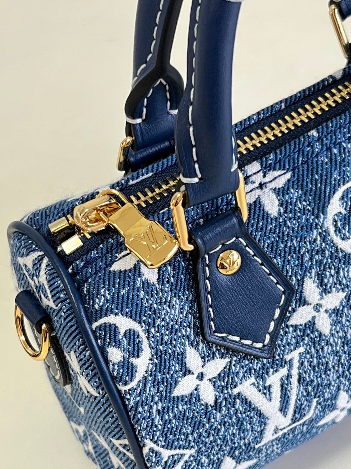 Top Quality Nano Speedy Monogram Jacquard Denim Blue For Women, WoBags 6.3in/16cm Top Quality M81168