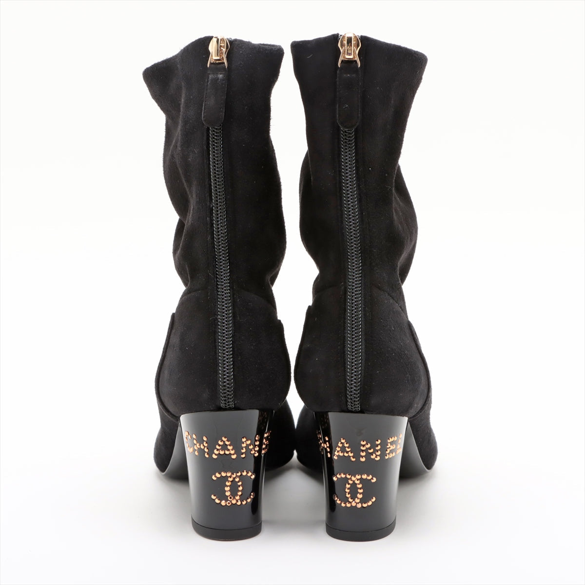 Chanel Coco Short Boots 36  Black G35000 Line Stone