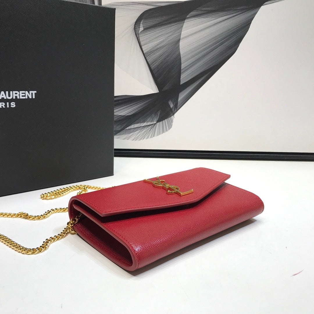 YSSL Uptown Chain Wallet Red For Women 7in/19cm YSL 