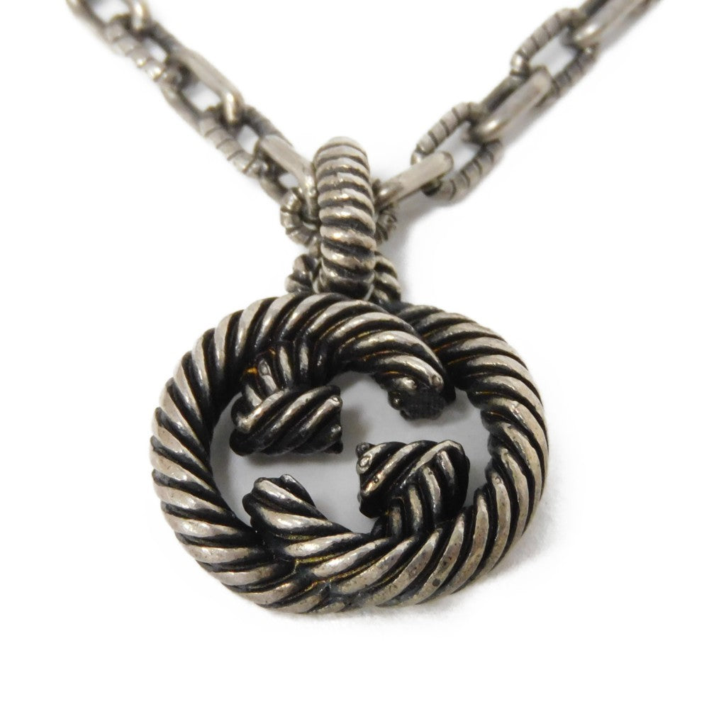 GUCCI Necklace 604155 J8400 0811 Ag925 Silver (smoked) GG logo Interlocking G Pendant mens