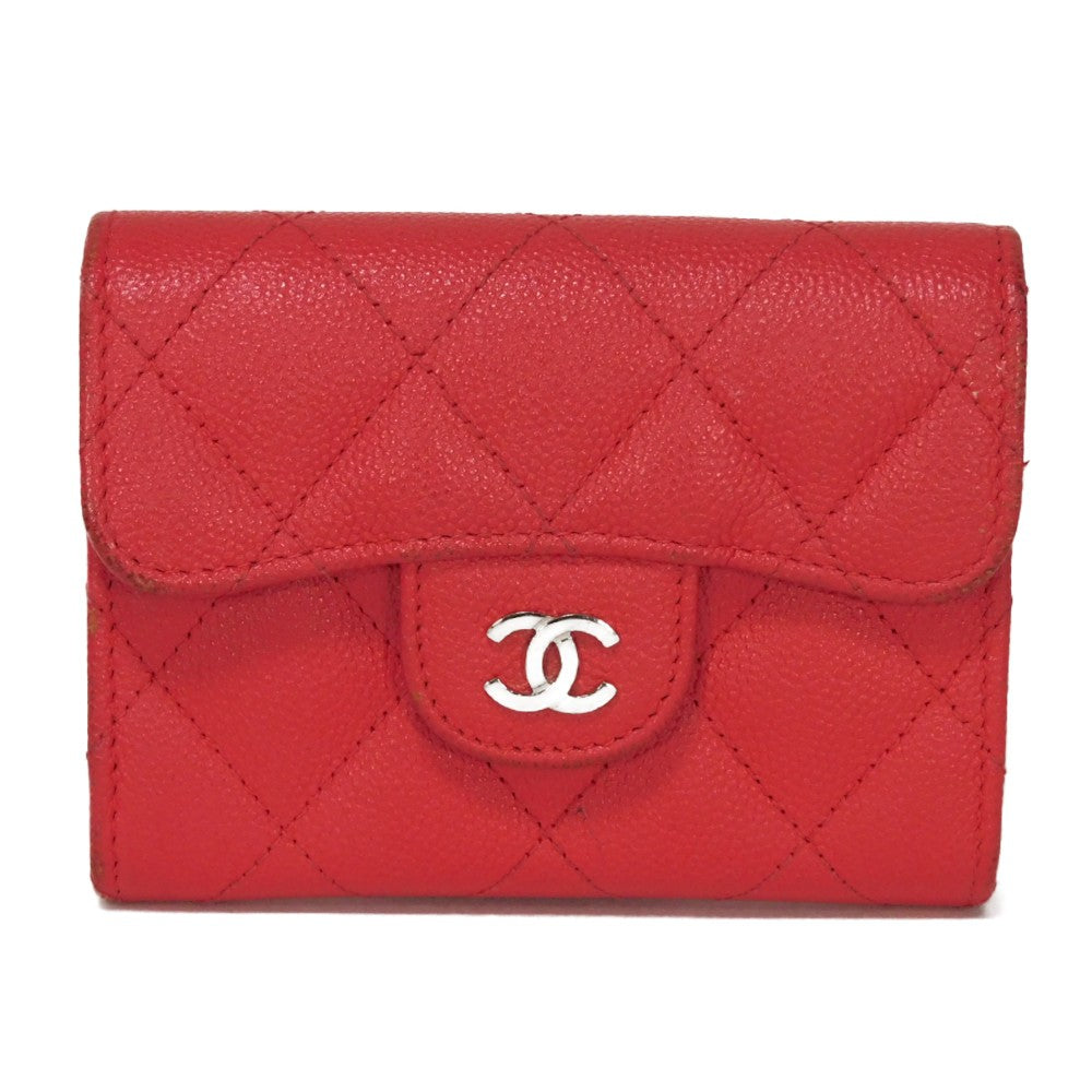 CHANEL Bifold Wallet A31504 Grained calfskin (embossed) Fuchsia COCO Mark matelasse compact wallet Women  d