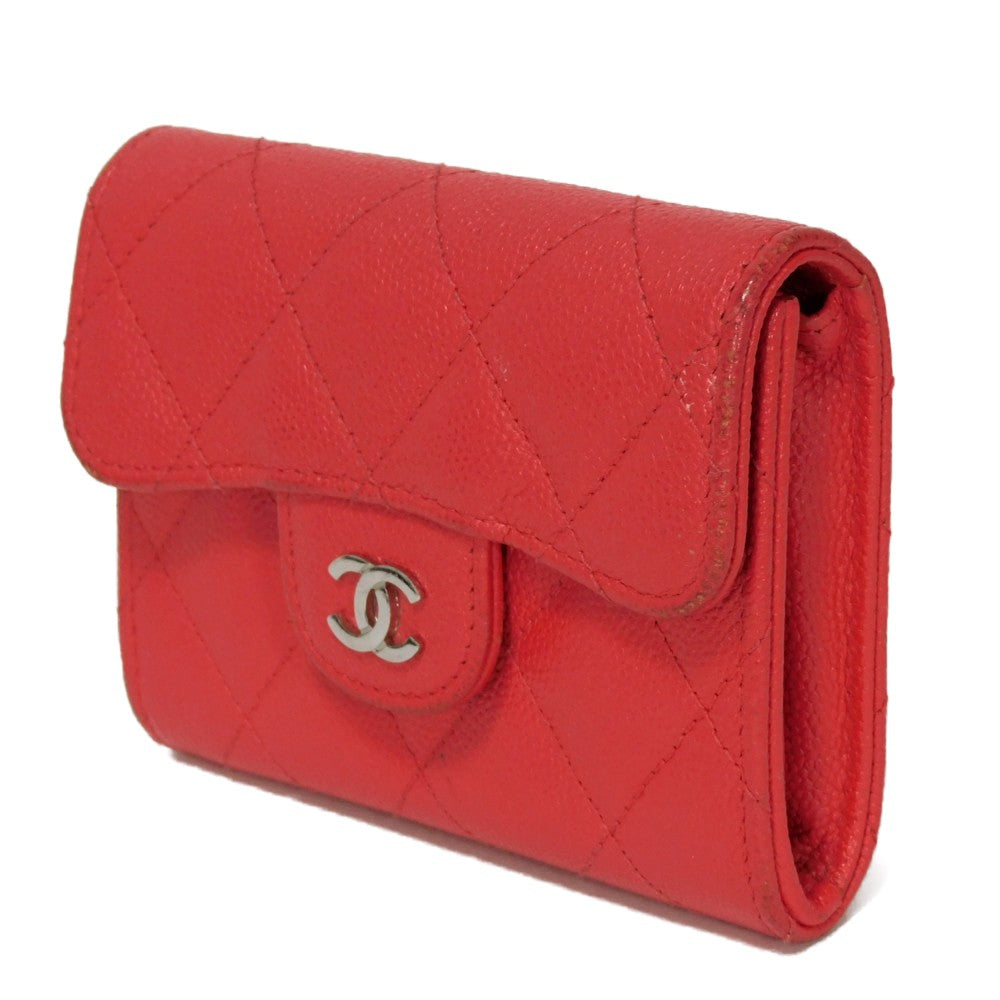CHANEL Bifold Wallet A31504 Grained calfskin (embossed) Fuchsia COCO Mark matelasse compact wallet Women  d