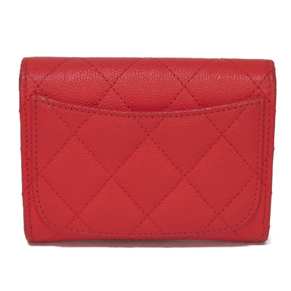 CHANEL Bifold Wallet A31504 Grained calfskin (embossed) Fuchsia COCO Mark matelasse compact wallet Women  d