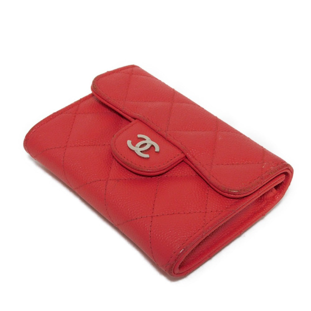 CHANEL Bifold Wallet A31504 Grained calfskin (embossed) Fuchsia COCO Mark matelasse compact wallet Women  d