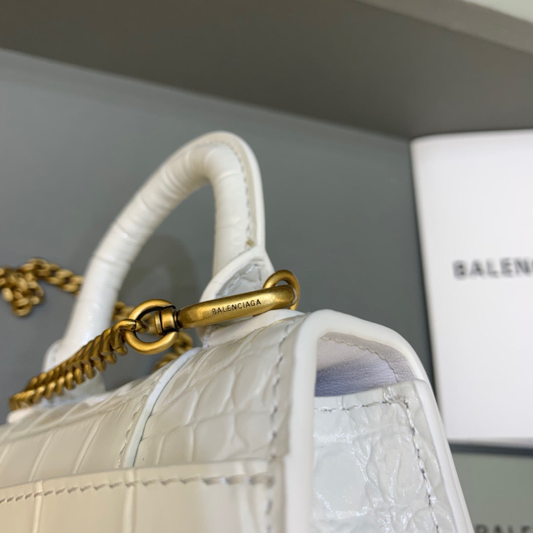 Top Quality Hourglass Mini Handbag With Chain In White, For Women,  Bags 4.7in/12cm
