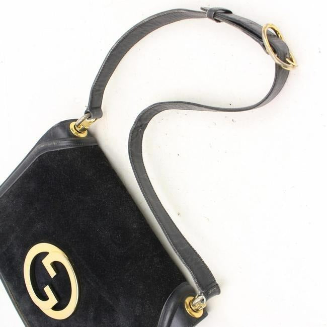 Gucci   Midnight Blue Suede With Leather Trim Hobo Bag