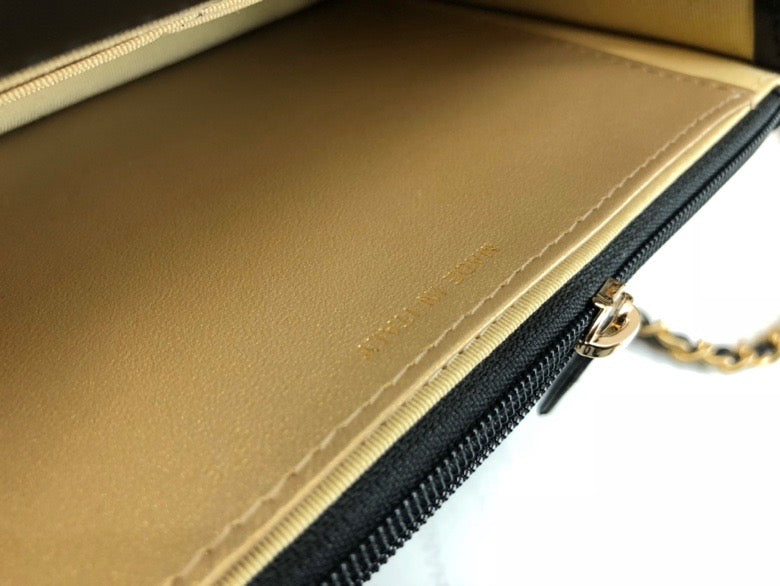 CHL Flap Bag Gold Toned Hardware Black For Women 7in/19cm