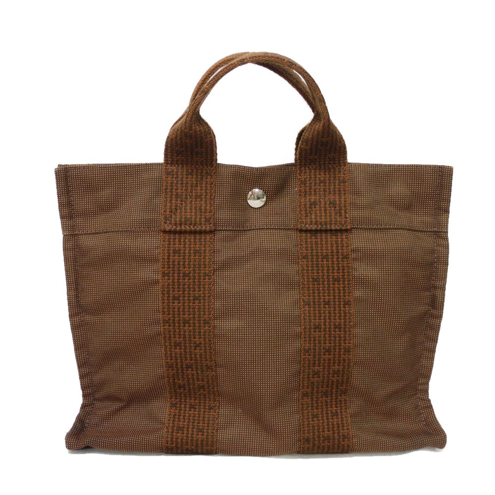 HERMES Tote Bag Nylon canvas (polyamide x polyester) Brown Serie button Her Line PM Tote mens(Unisex)  d