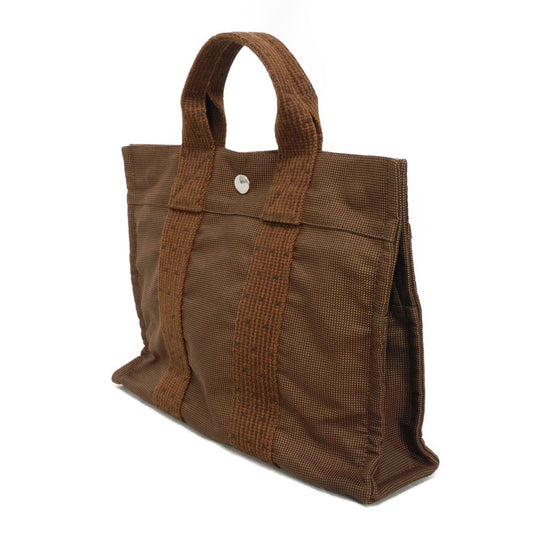 HERMES Tote Bag Nylon canvas (polyamide x polyester) Brown Serie button Her Line PM Tote mens(Unisex)  d