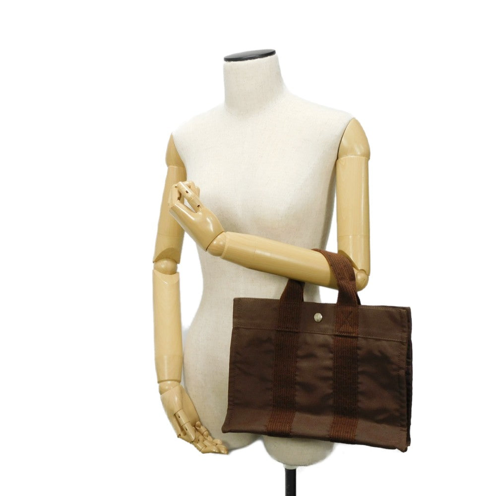 HERMES Tote Bag Nylon canvas (polyamide x polyester) Brown Serie button Her Line PM Tote mens(Unisex)  d