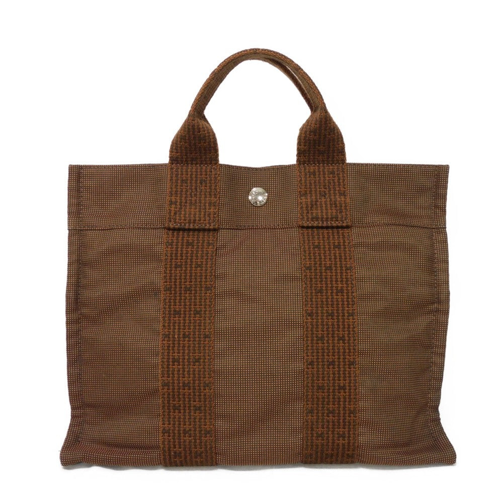 HERMES Tote Bag Nylon canvas (polyamide x polyester) Brown Serie button Her Line PM Tote mens(Unisex)  d