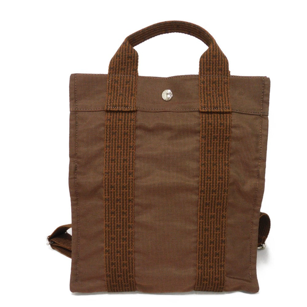HERMES Backpack Nylon canvas (polyamide x polyester) Brown Serie button Her Line Sac Ad PM mens(Unisex)  d