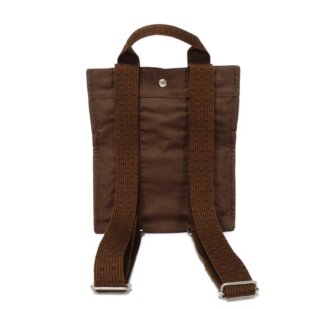 HERMES Backpack Nylon canvas (polyamide x polyester) Brown Serie button Her Line Sac Ad PM mens(Unisex)  d