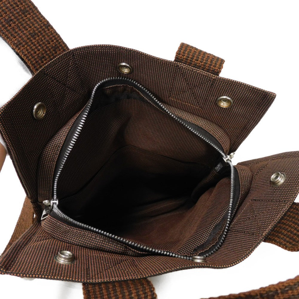 HERMES Backpack Nylon canvas (polyamide x polyester) Brown Serie button Her Line Sac Ad PM mens(Unisex)  d